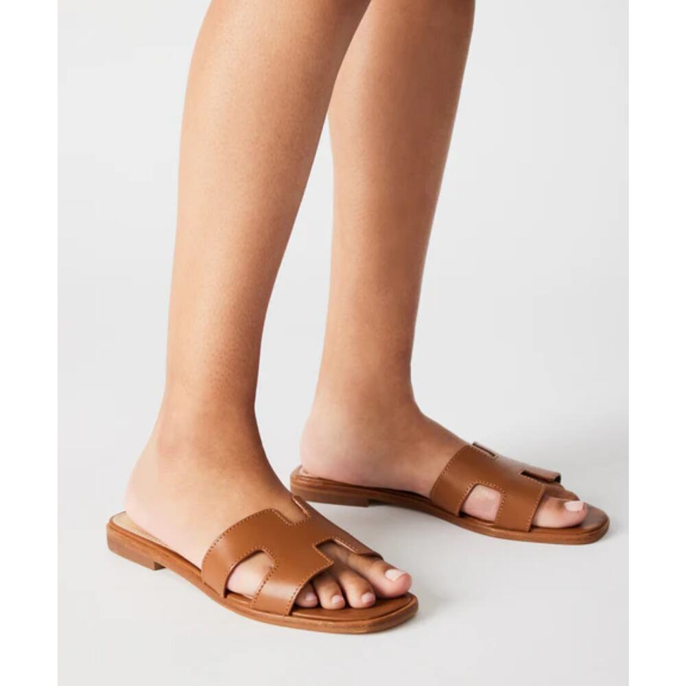 Steve Madden Women's Hadyn Slide Sandals Slip-On Cognac Lea Size 7.5 NWB - Picture 3 of 14